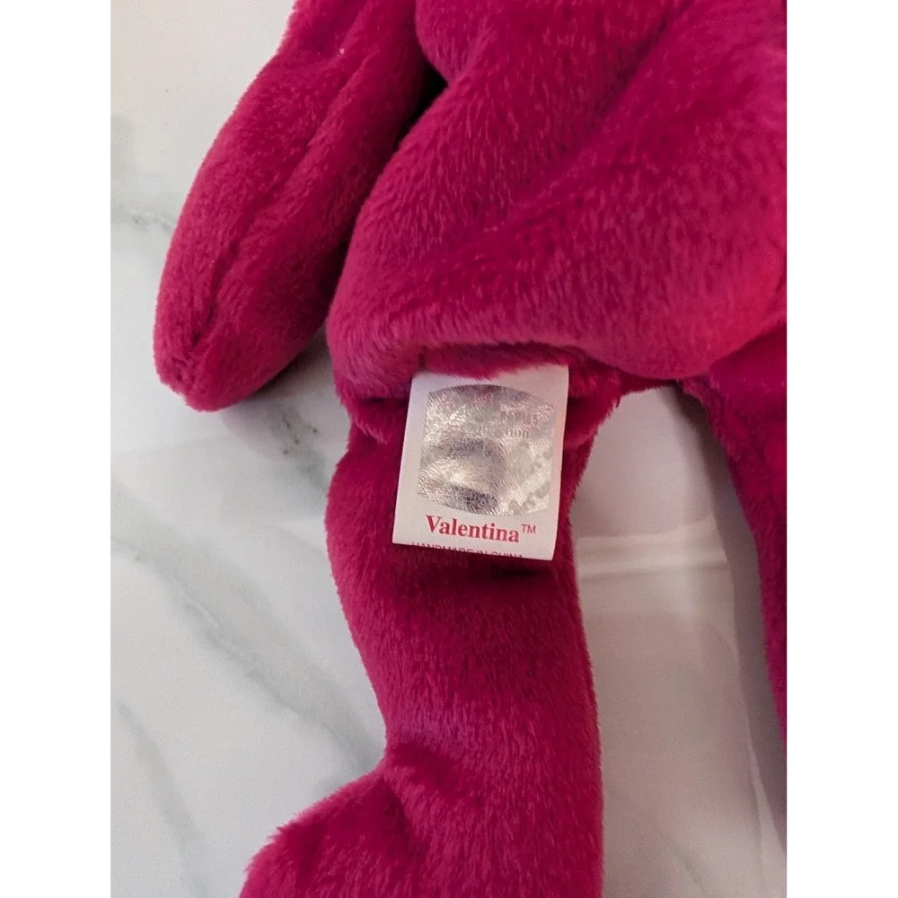 Ty Beanie Baby Valentina Bear Upcycled Purse Charm Keychain Fuchsia Pink 1998